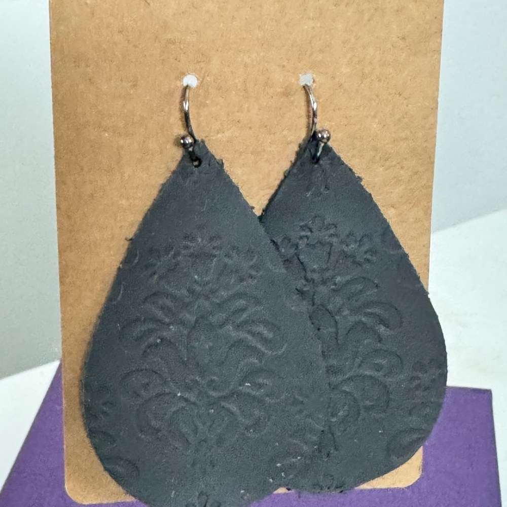 Elegant, Handmade Brown Leather Teardrop Earrings